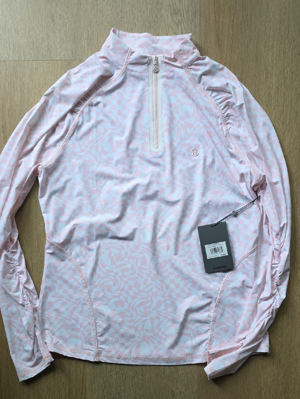 G/FORE NWT Cameo Pink Patterned Athletic Half-Zip Top
